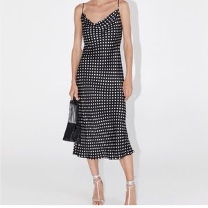 Zara polka dot slip midi dress